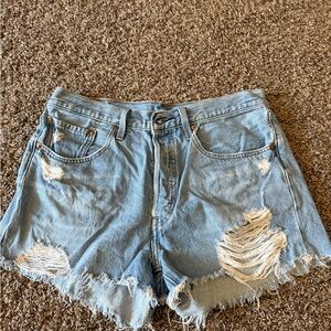 Levi's Light Blue Distressed Jean Shorts